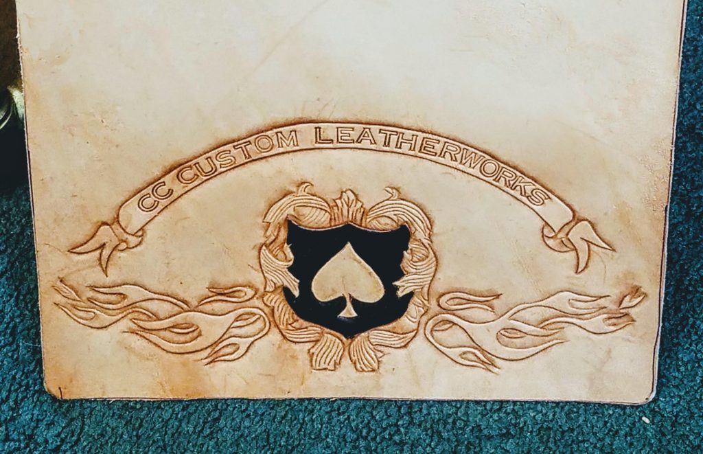 A custom leather Item I handcraft "The Ace of Spades" Tool Bag The